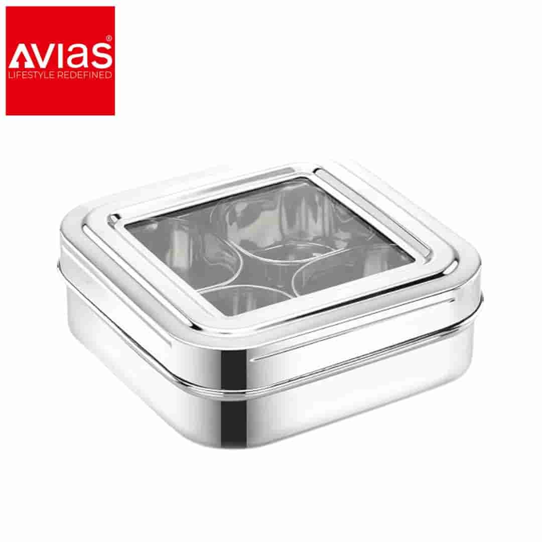 Avias 4 Square Spice Box (Plain) � Spice Organizer