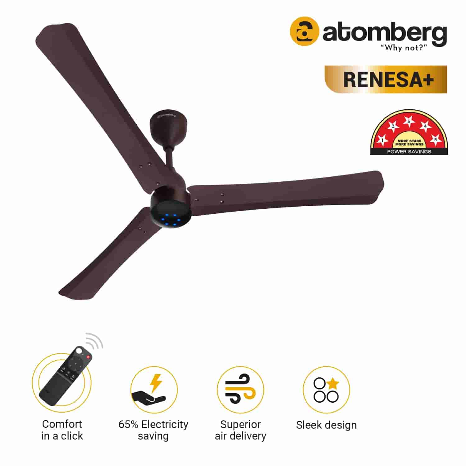 Atomberg Renesa+ CF 1.2M 35W Umber Brown