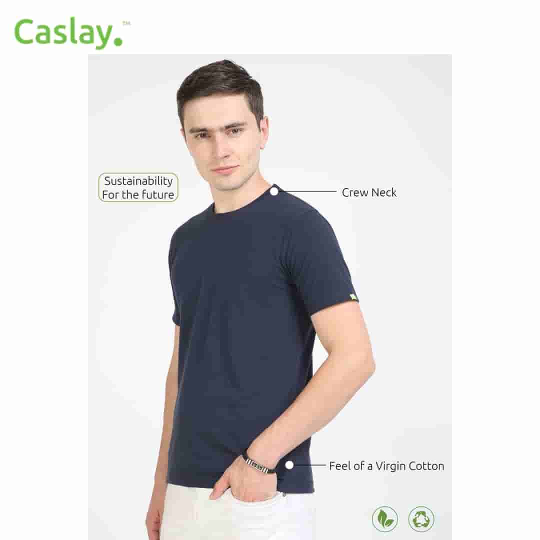 Caslay Crew Neck T-Shirts - Navy Blue
