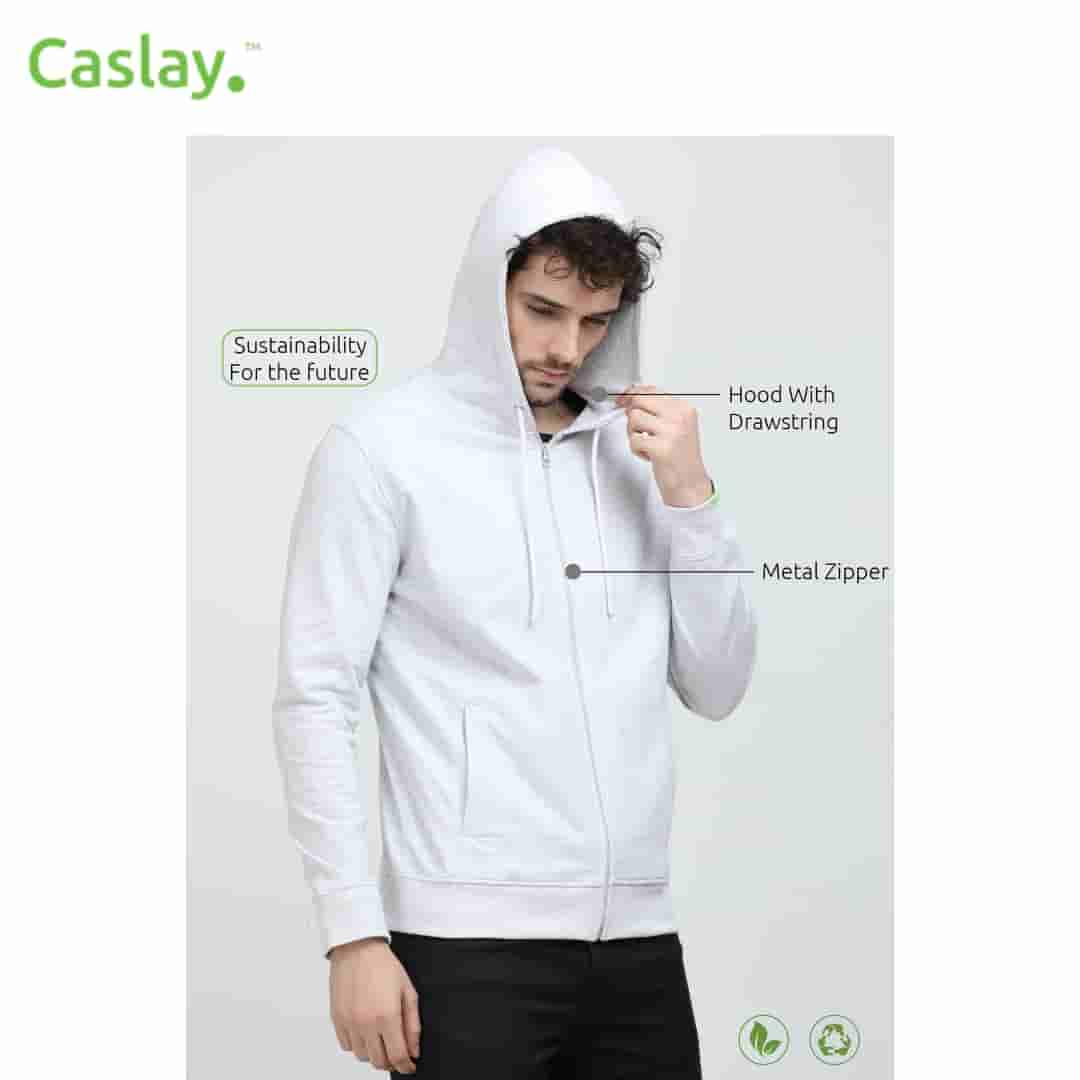 Caslay Hoodie withzip - White Melange