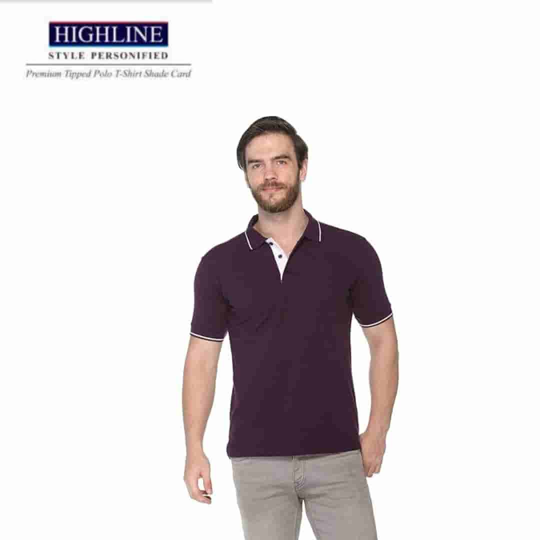 PIKMEE Men's HIGHLINE Polo T Shirt  Purple White