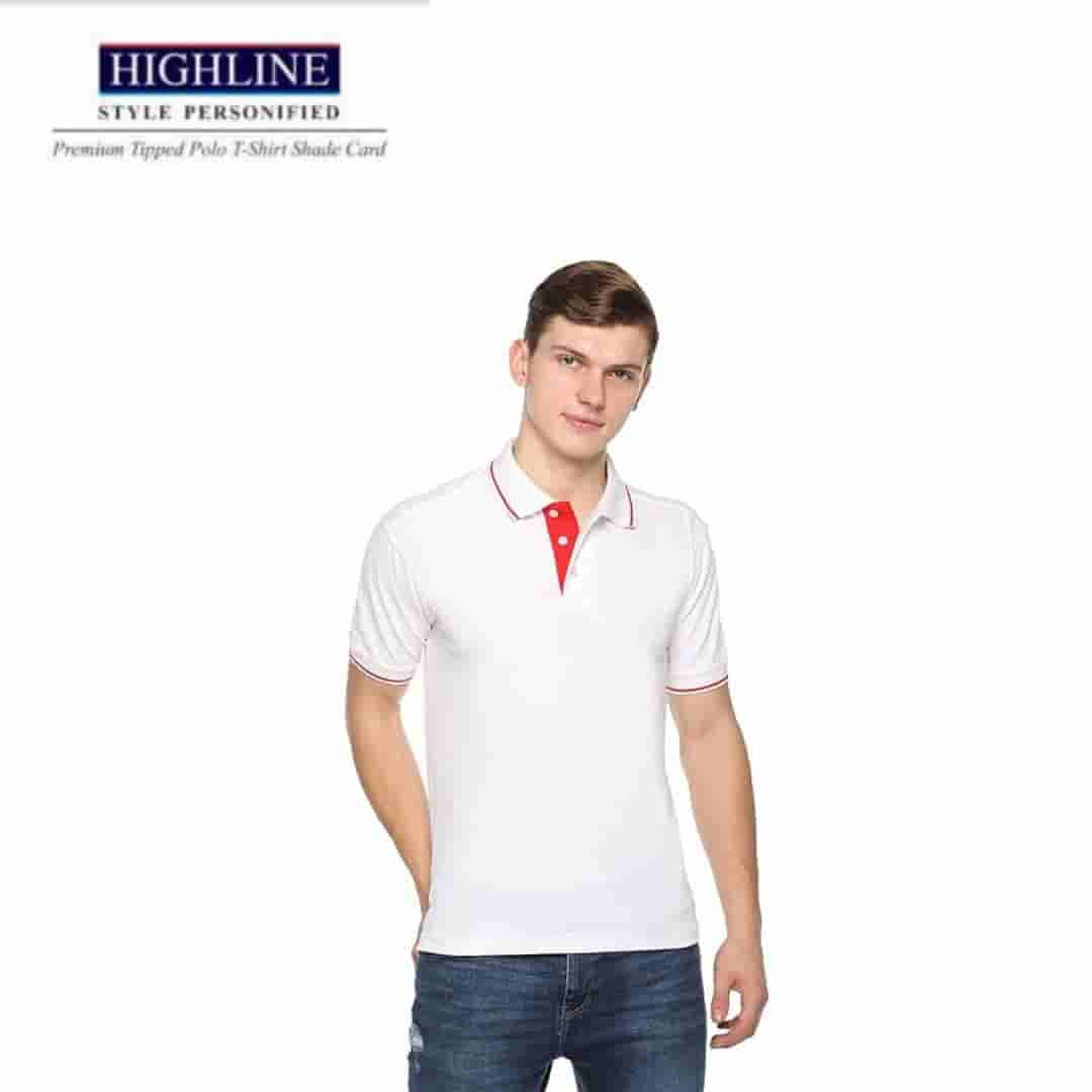 PIKMEE Men's HIGHLINE Polo T Shirt  White Red