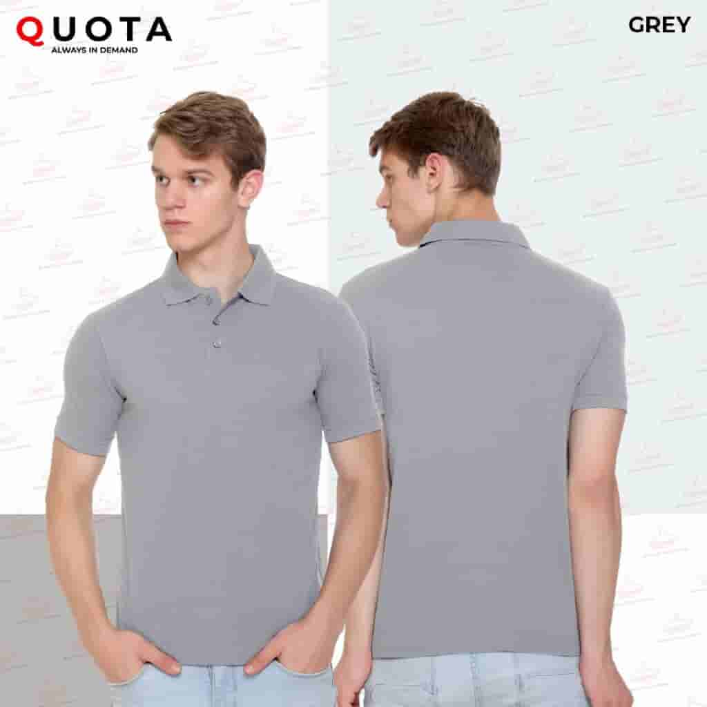PIKMEE Men's QUOTA Polo T-Shirt - Grey - Soft Cotton Blend - Classic Fit