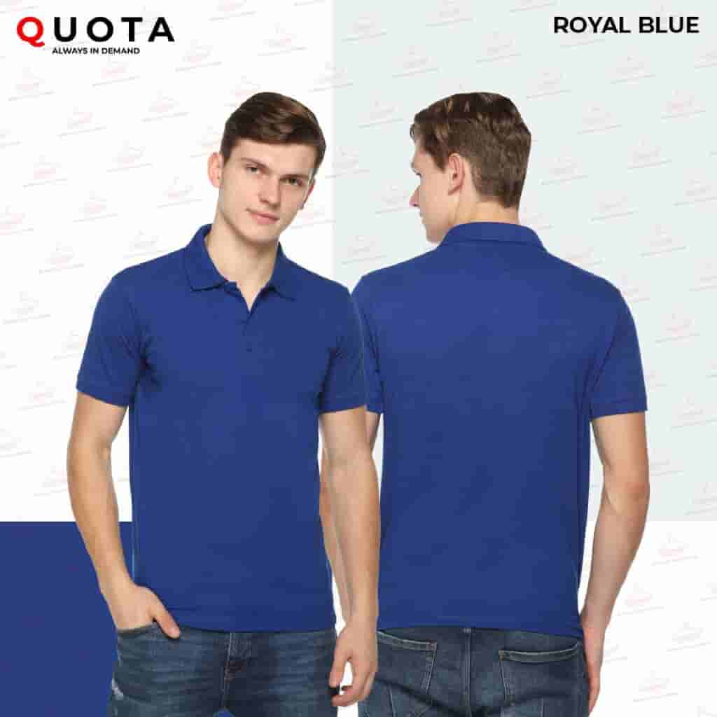 PIKMEE Men's QUOTA Polo T-Shirt - Royal Blue - Breathable Fabric - Athletic Fit