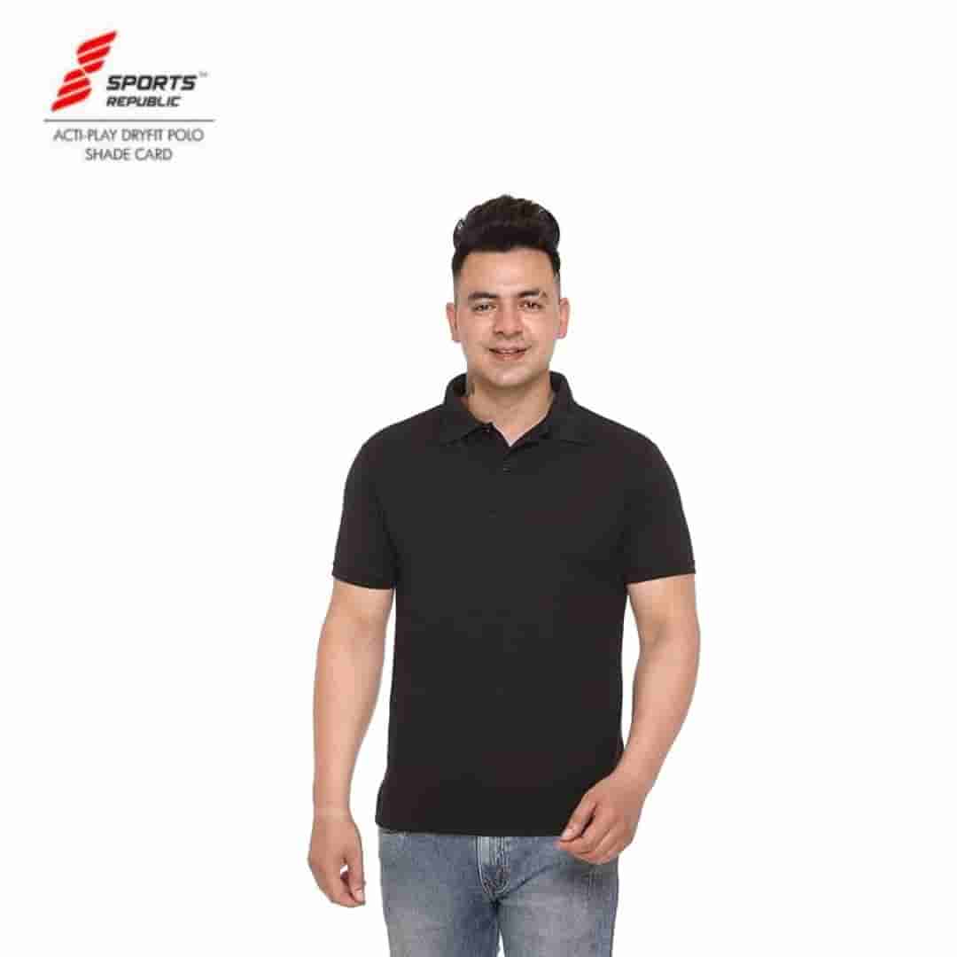 PIKMEE Men's SPORTS REPUBLIC Play  Polo T Shirt Black