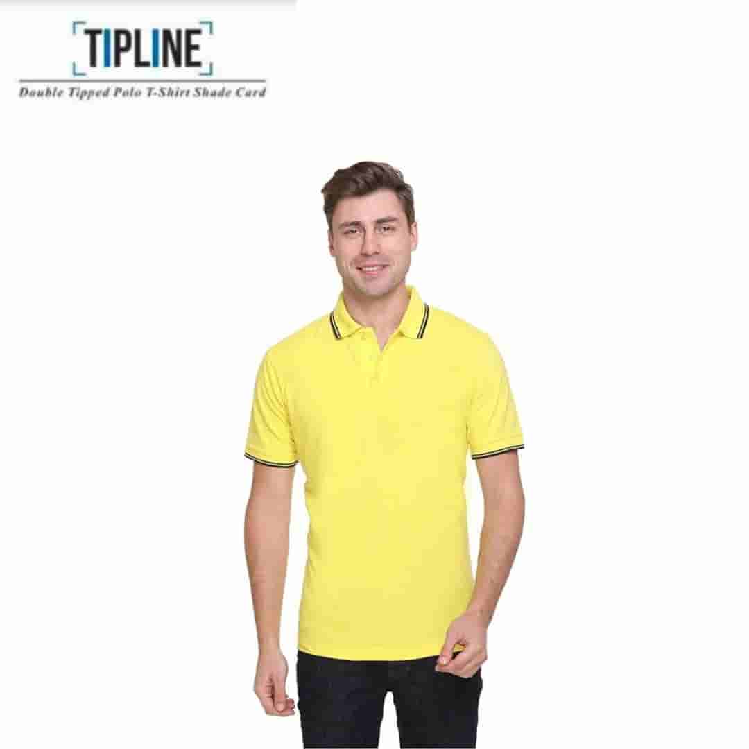 PIKMEE Men's TIPLINE Polo T Shirt  Lemon Yellow