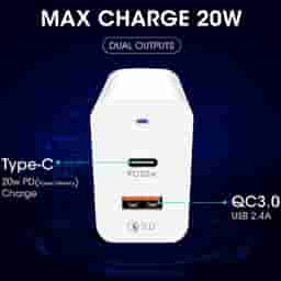 Powerup Max 20W USB Type-C Ultra Smart Wall Charger (White)