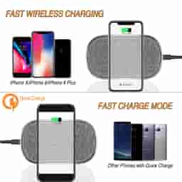 Powerup Desk Wireless Charger Dual Coil 15W (Grey)