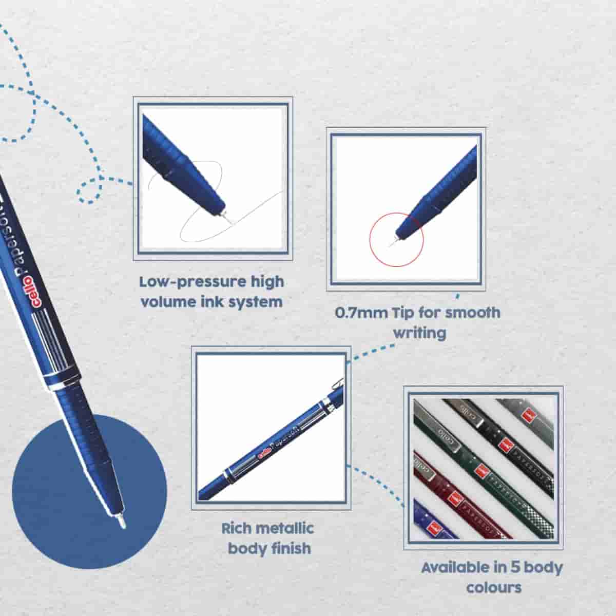 Cello Paper Soft Ball Pen Blue