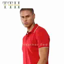 TTH Jacquard Polo T Shirt Red With White Tipping