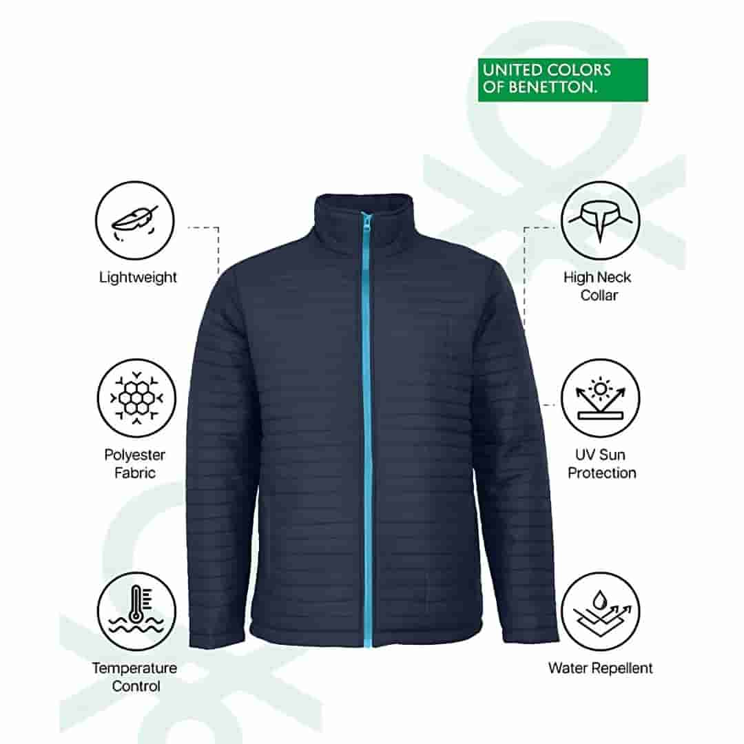 United Colors of Benetton Navy Blue Full Sleeve Bomber Jacket