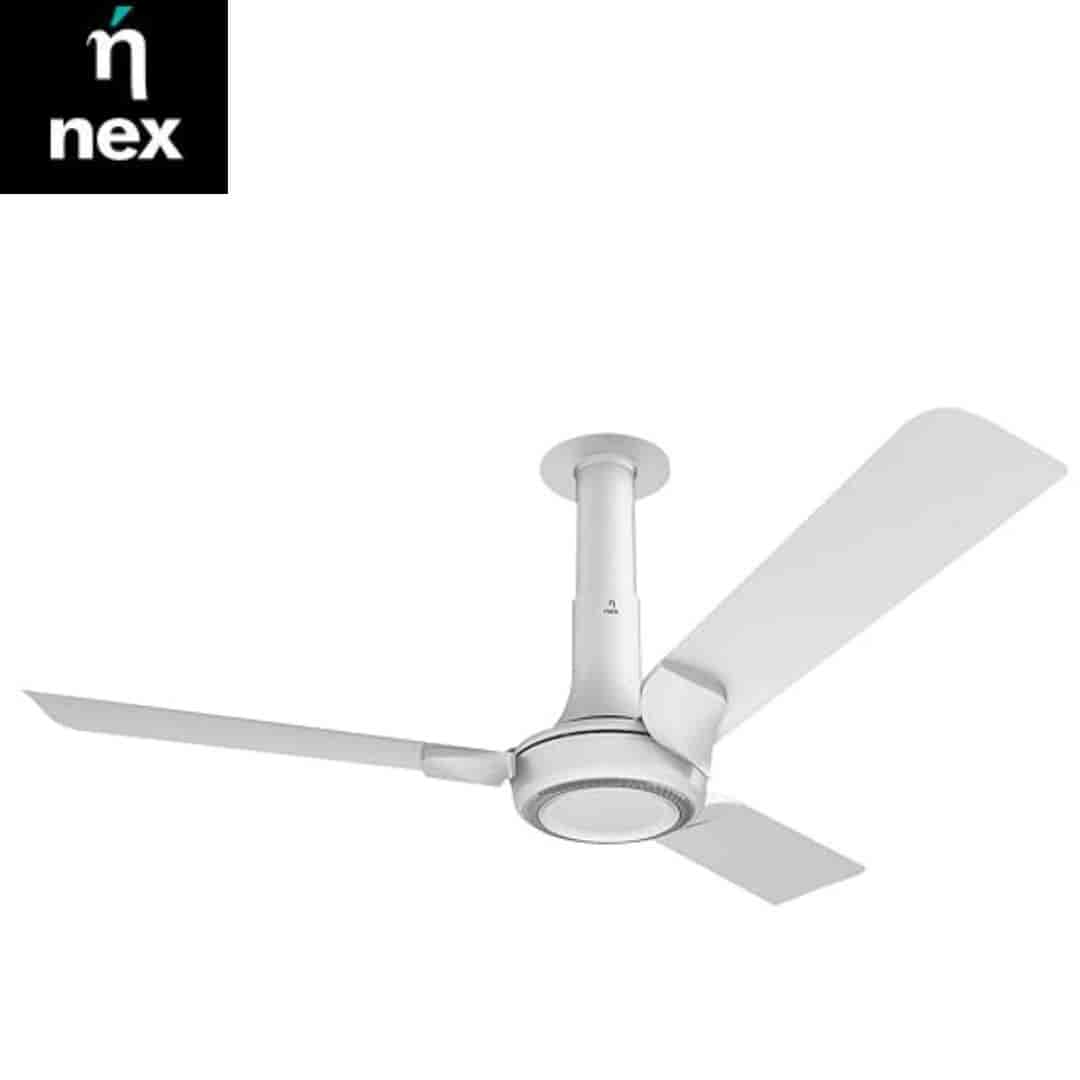 Nex Nex Glyde A60 1200 mm star rated Ceiling Fans | 20% Higher Air Thrust | Remote Control | Airlfuence� Al Blade|Cotton White