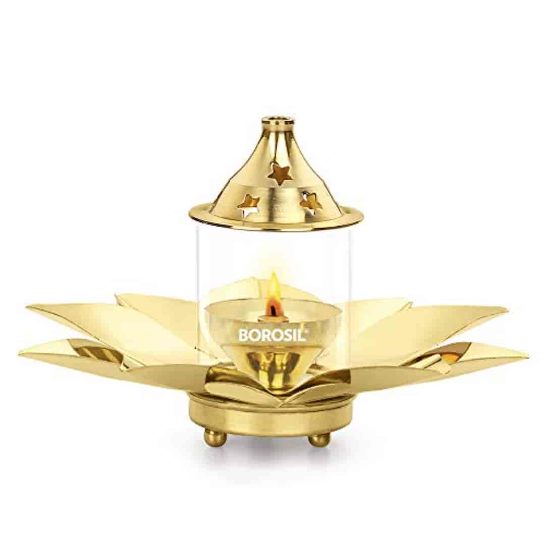 Borosil Lotus Bronze Diya Brass (Small)