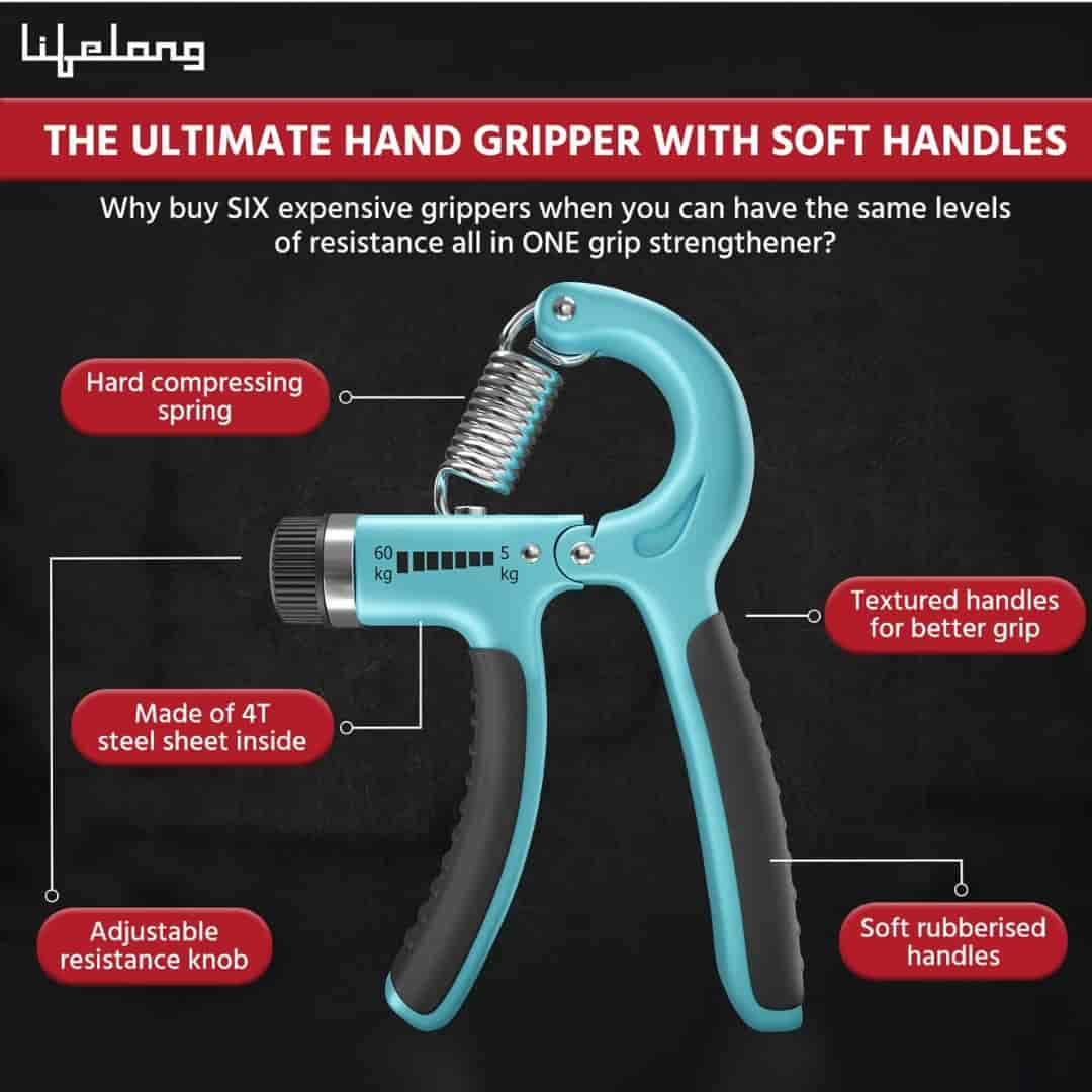 Lifelong Adjustable Hand Grip Strengthener, Hand Gripper for Men & Women