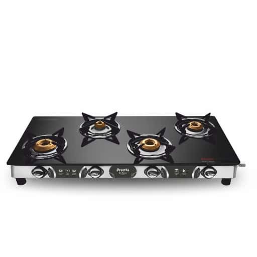 Preethi Bluee Flame Jumbo Max 4 Burner Glass Top Gas Stove