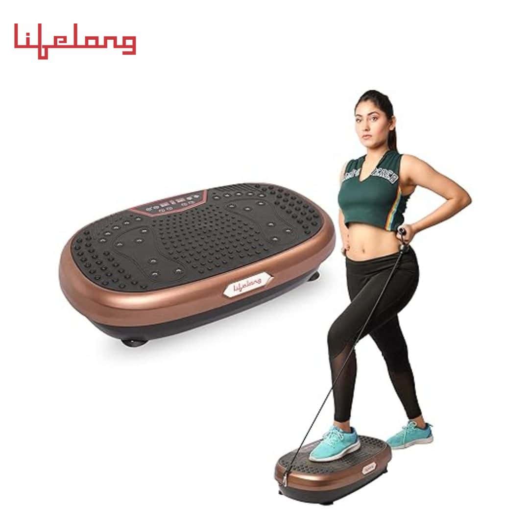 Lifelong Crazyfit Vibration Plate Massager Machine for Full Body Workout at Home for Weight Loss, Fat Burn, Blood Circulation, and Pain Relief