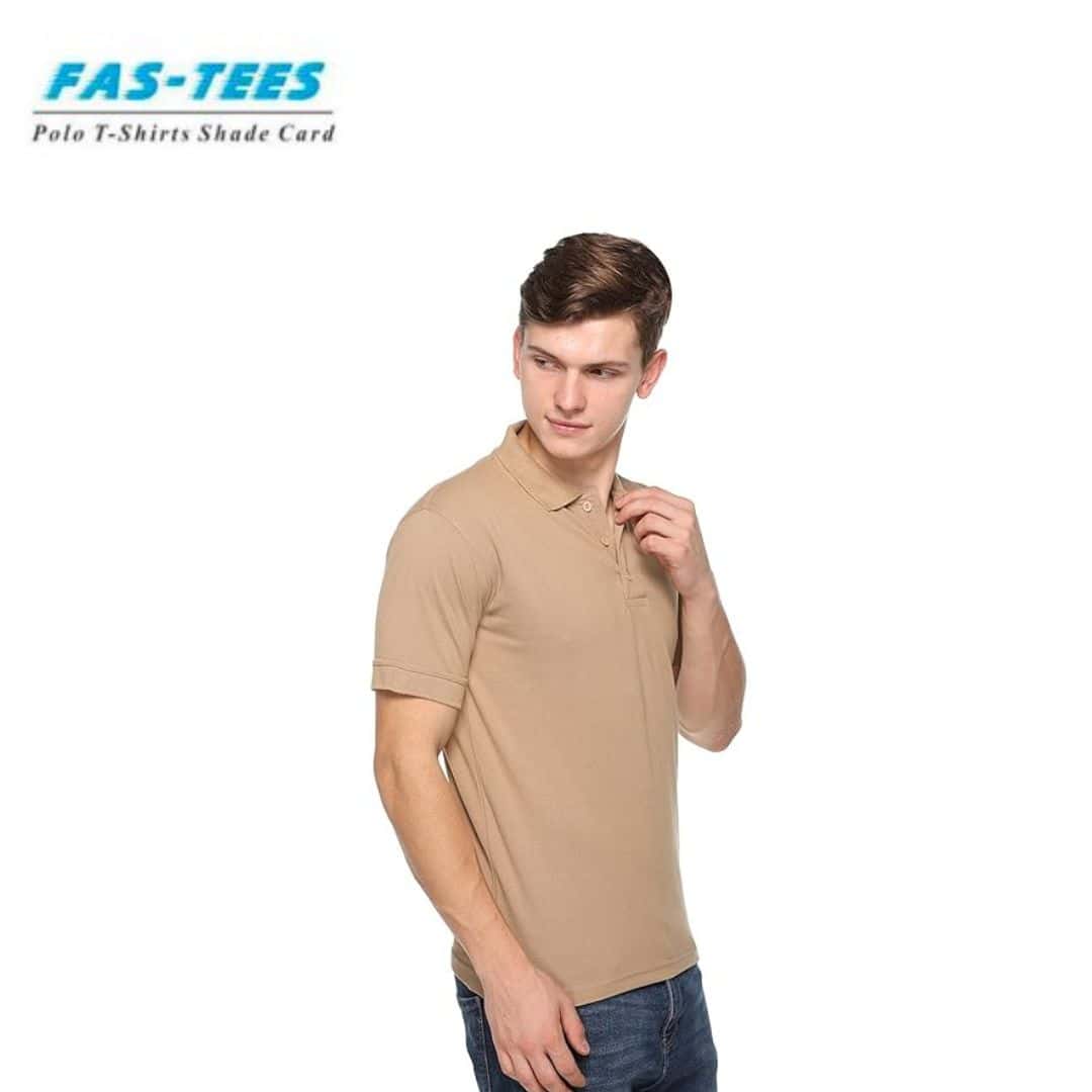 PIKMEE Men's FAS-TEES Polo T Shirt Dark Beige