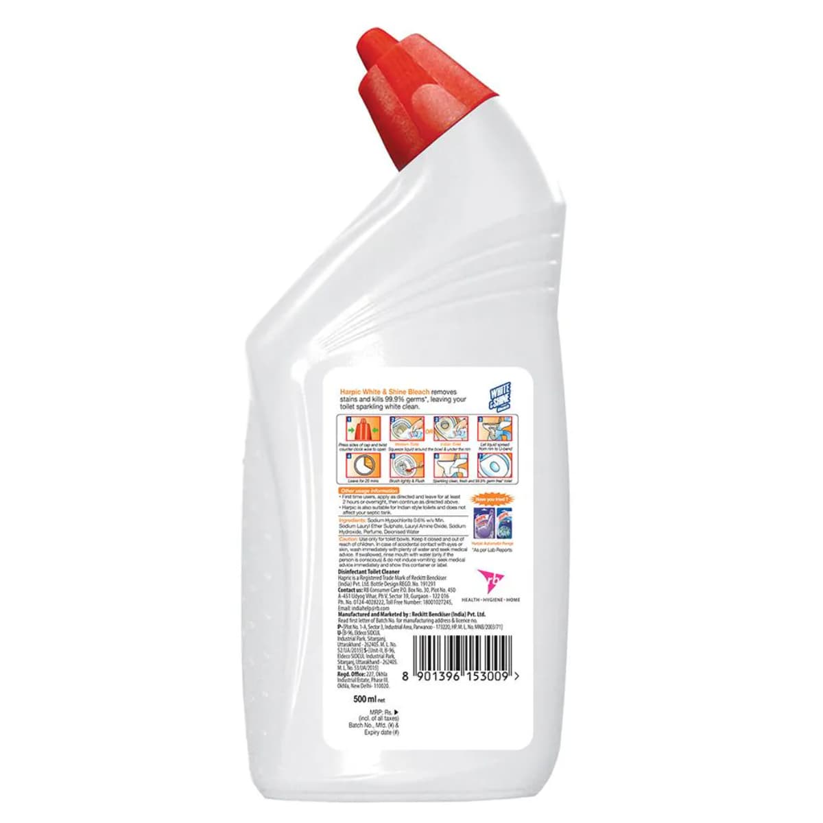 Harpic White and Shine Disinfectant Toilet Cleaner Bleach 500ml