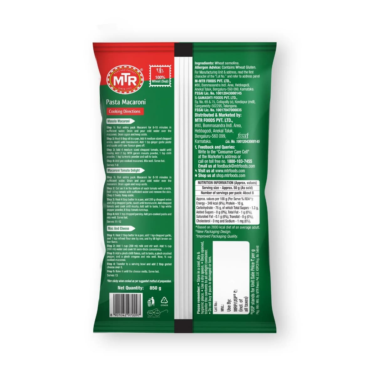 MTR Pasta Macaroni 850g