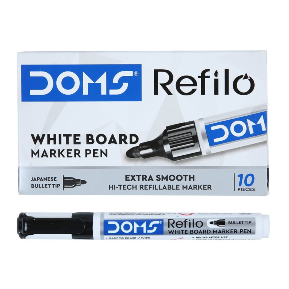 DOMS White Board Marker Black Pack Of 10