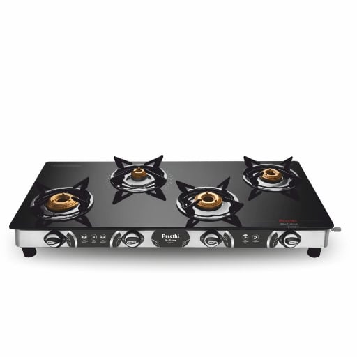 Preethi Bluee Flame Jumbo Max 4 Burner Glass Top Gas Stove