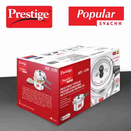 Prestige 10165 Popular Svachh Aluminium Pressure Cooker 3.0 Ltr
