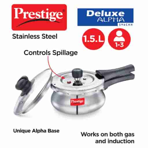 Prestige 20265 Deluxe Alpha Svachh Pressure Handi 1.5 Ltr