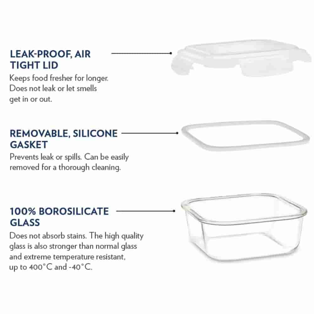 Kairos Glass Food Storage Container Set Of 4 (320 Ml)