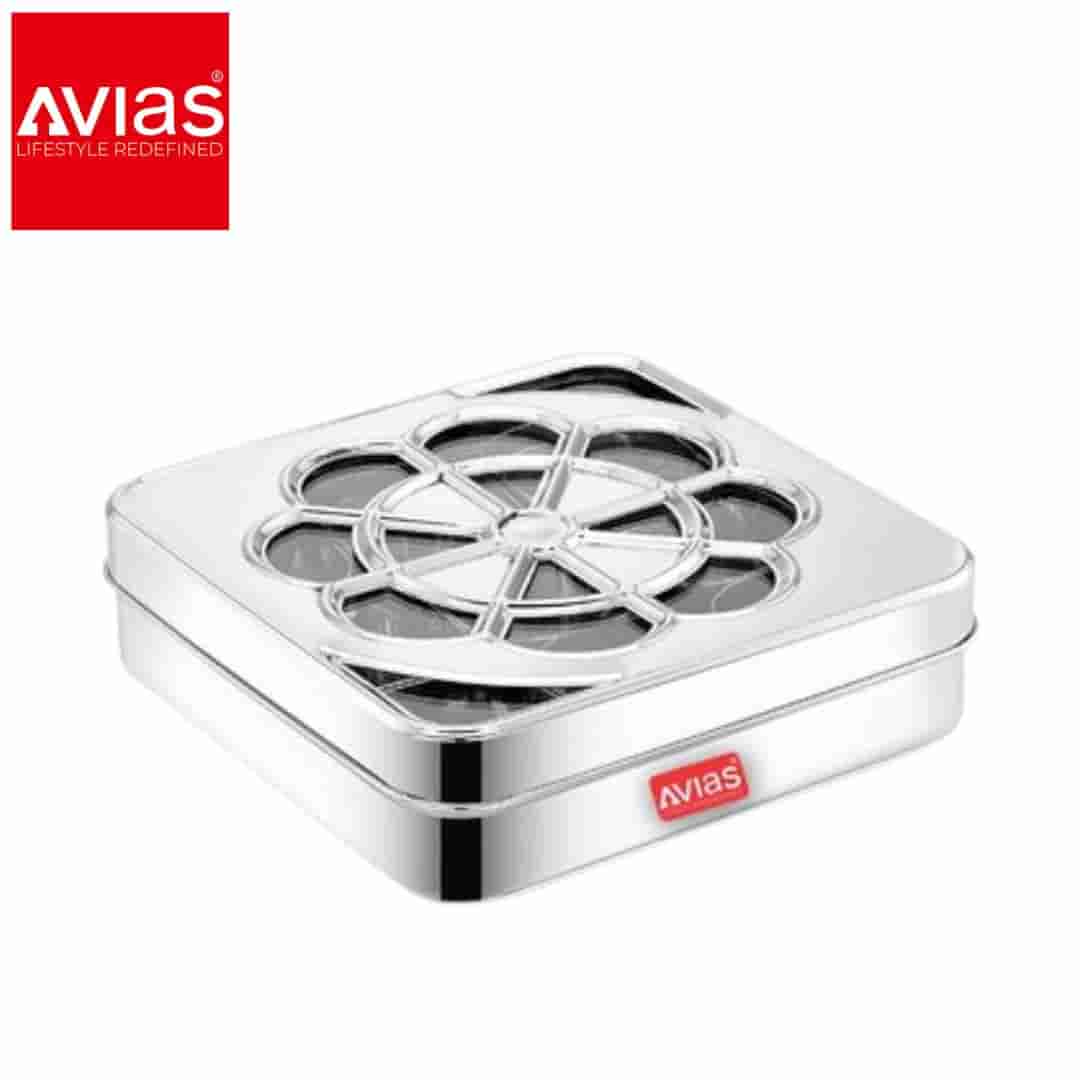 Avias Flora 9 Square Spice Box (Medium) � Steel Lid