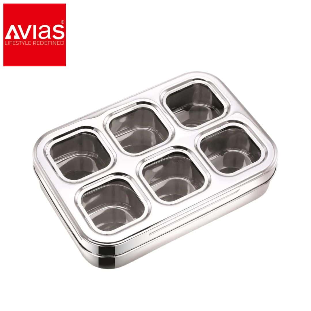 Avias 6 Square Spice Box (Design) � Stylish Spice