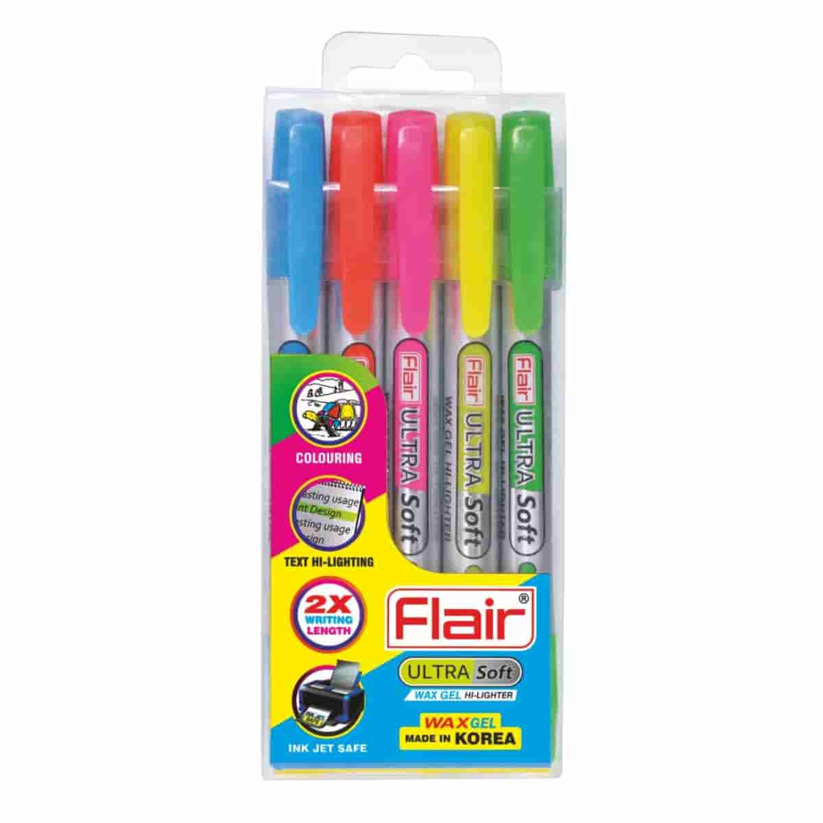Flair Ultra Soft Wax Hi Lighter Pack Of 5 Assorted