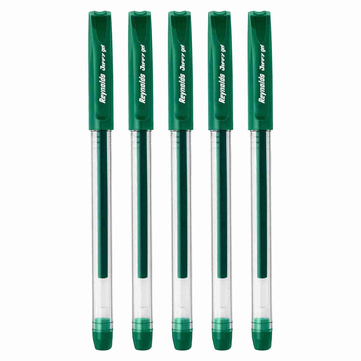 Reynolds Jiffy Gel Pen Green Pack Of 5