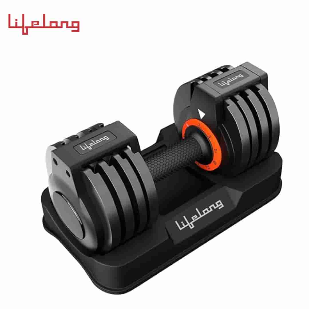 Lifelong Adjustable Dumbbells Set for Home Gym - Easy Dumbbell Weight Adjustment 2.3kg to 20kg - Pair of Iron weights - Gym Equipment suitable for fitness workout at Home for Men & Women