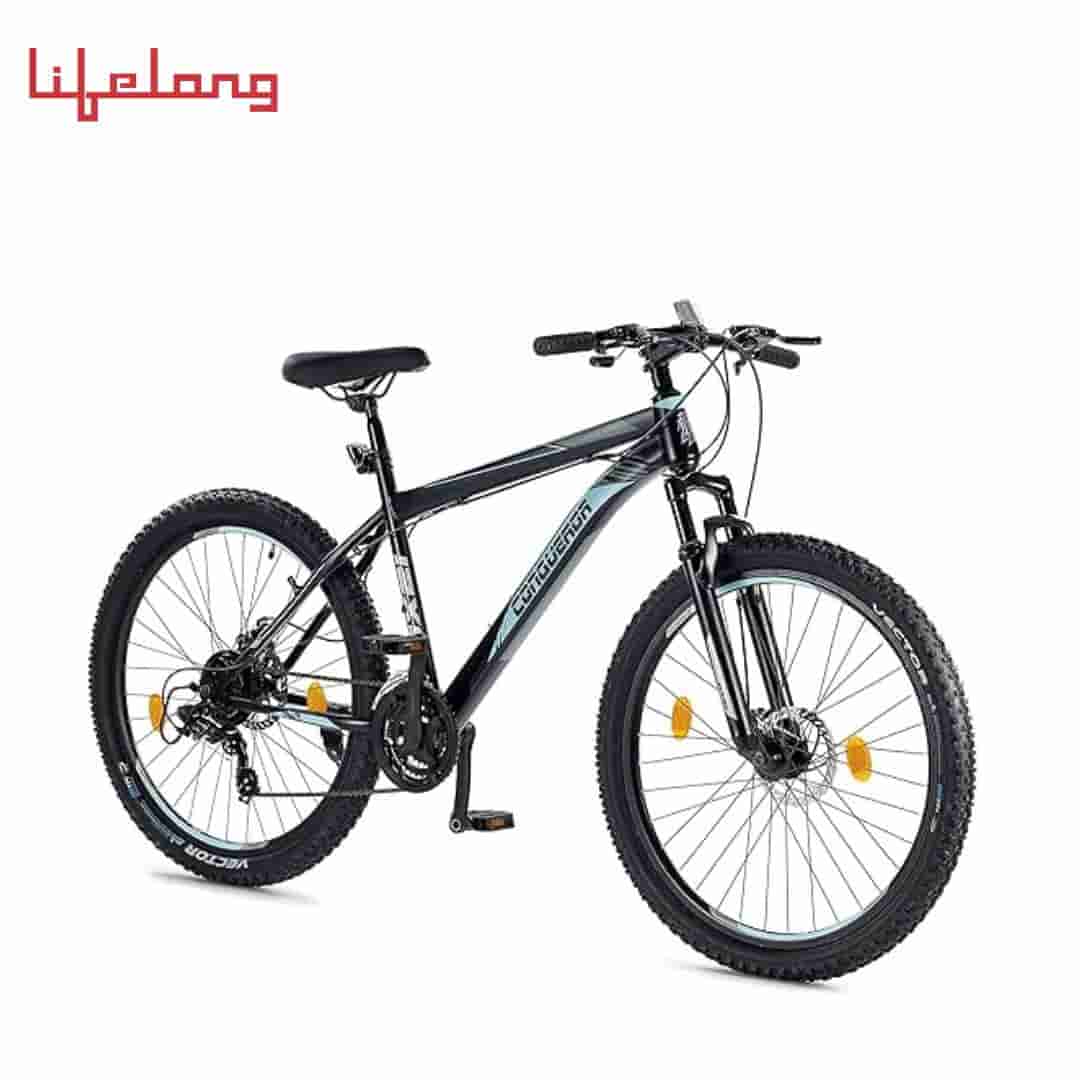 Lifelong Conqueror Freeride Shimano Gear Cycle,26T Steel MTB Unisex Cycle with 21 Speed|Dual Disc Brake|Frame Size: 18"