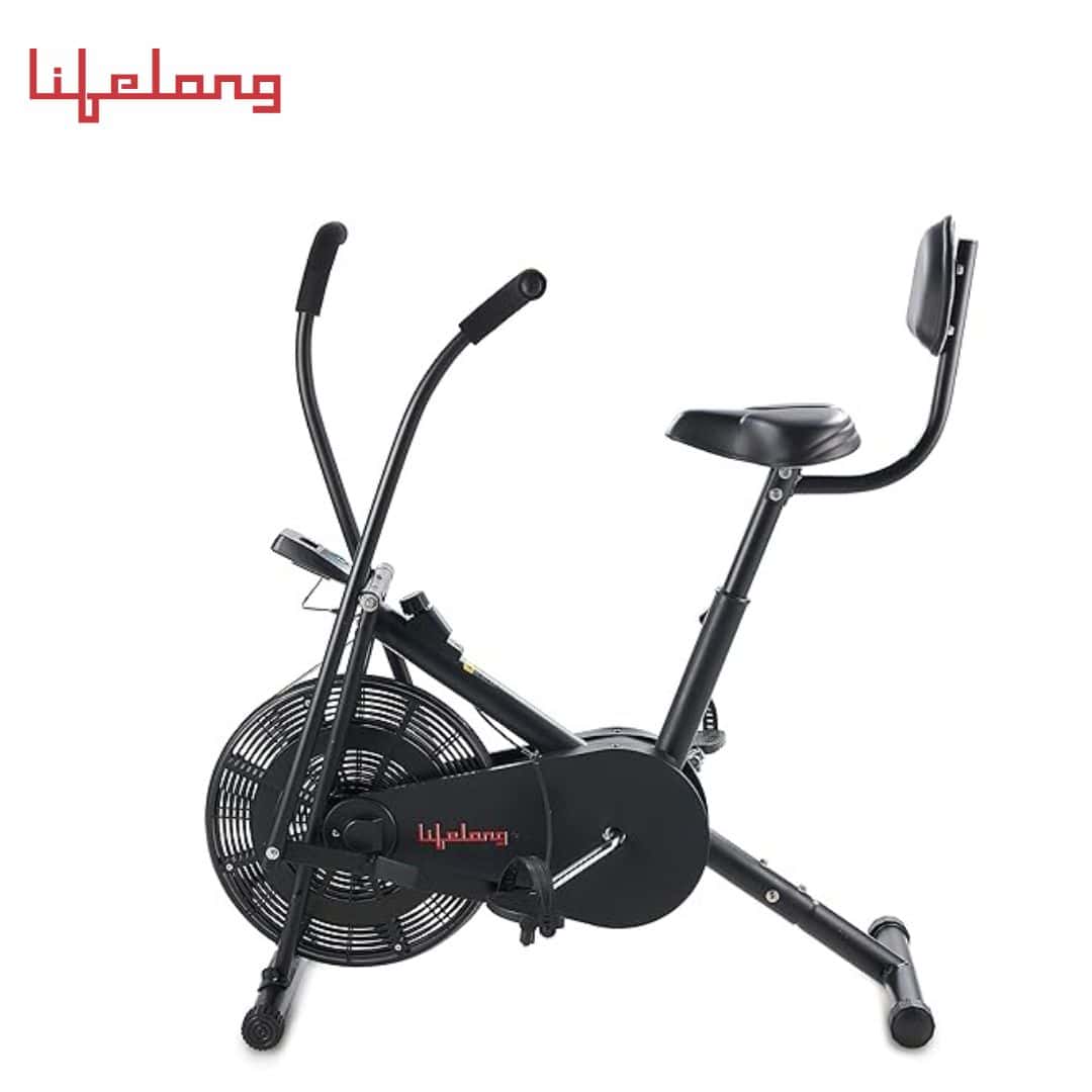 Lifelong LLEB104 AirBike with Moving Handle and Back Support, Max User Weight 100kg, Fitness Bike for Workout at Home (Free Home Installlation, 6 Months Warranty, Black)