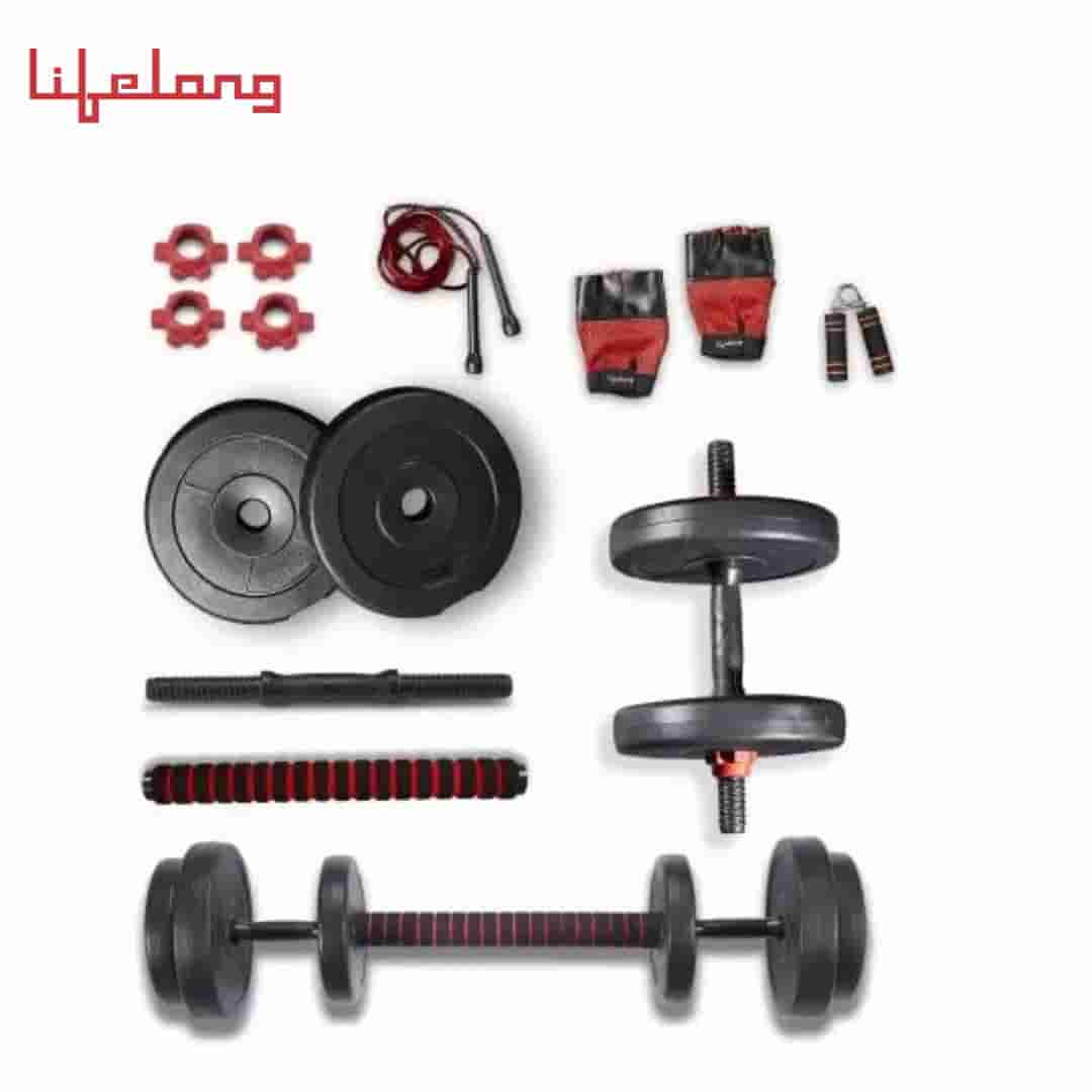 Lifelong 10 kg LLPVCHGC04 PVC Home Gym Set with Gym Accessories Home Gym Combo