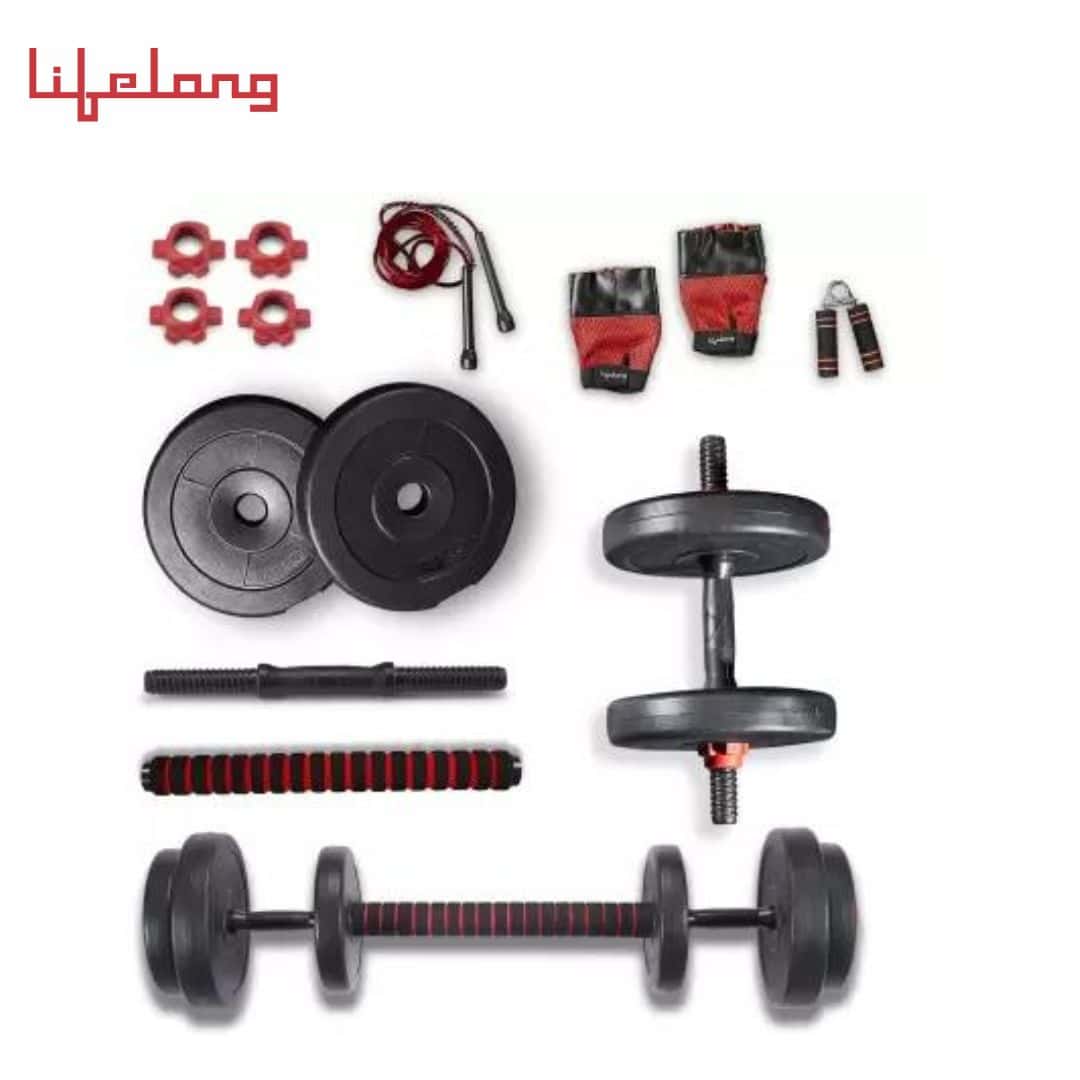 Lifelong 10 kg LLPVCHGC04 PVC Home Gym Set with Gym Accessories Home Gym Combo