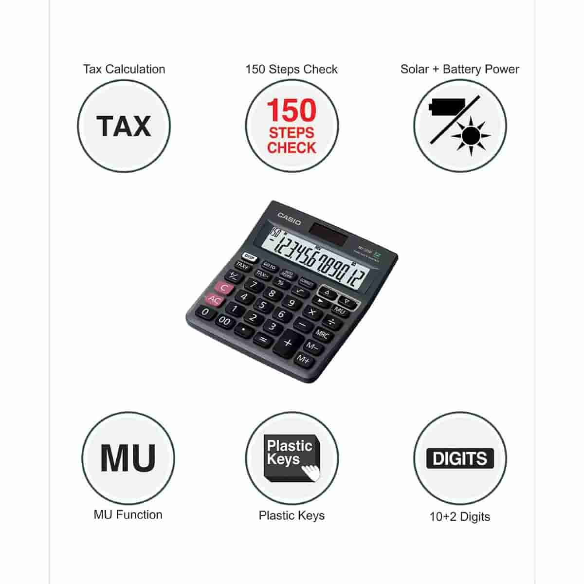 Casio MJ-120D 150 Steps Check and Correct Desktop Calculator with Tax Keys