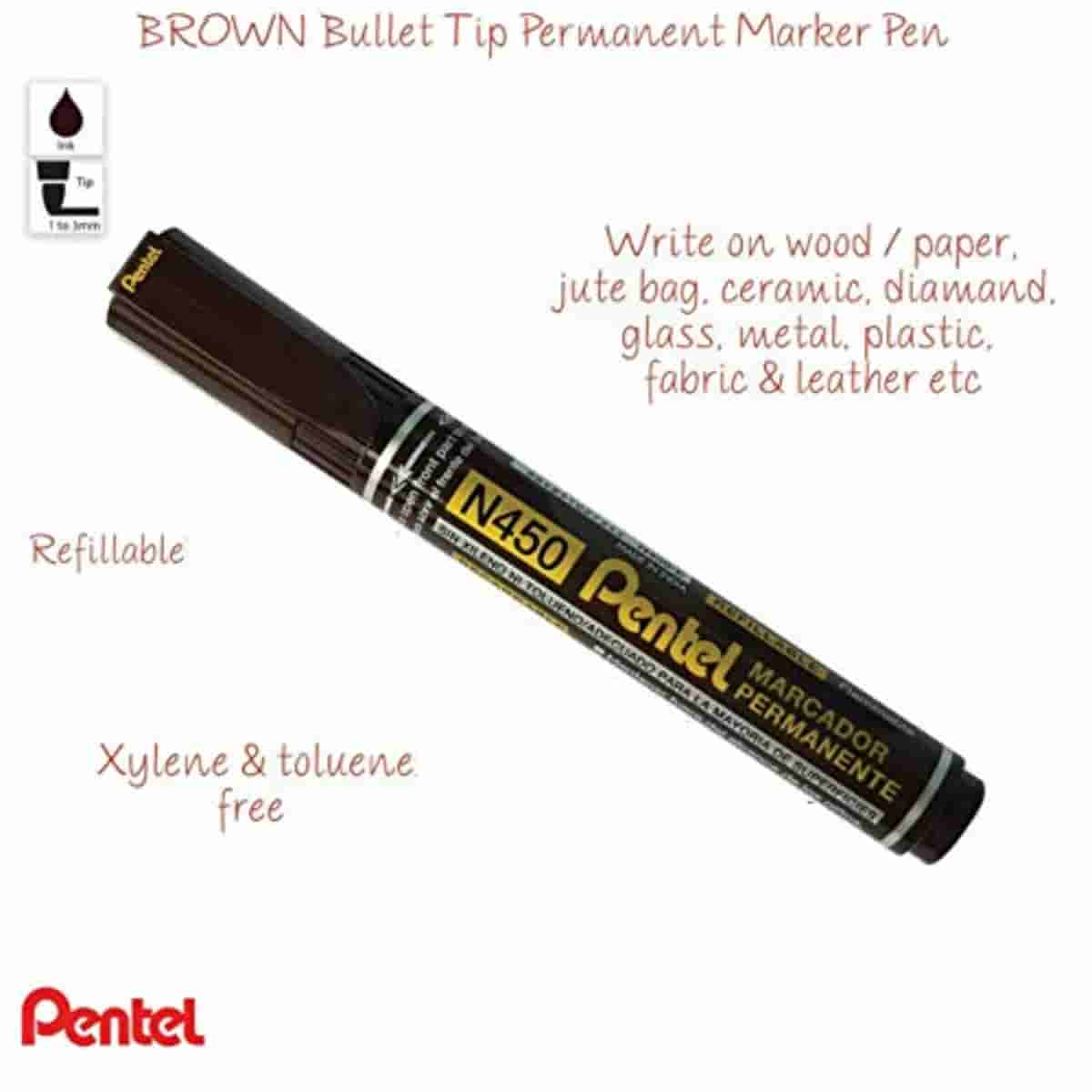 Pentel N450 Marker 10pc Box Brown